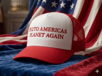 PLUTO AMERICAS PLANET AGAIN Trucker Cap
