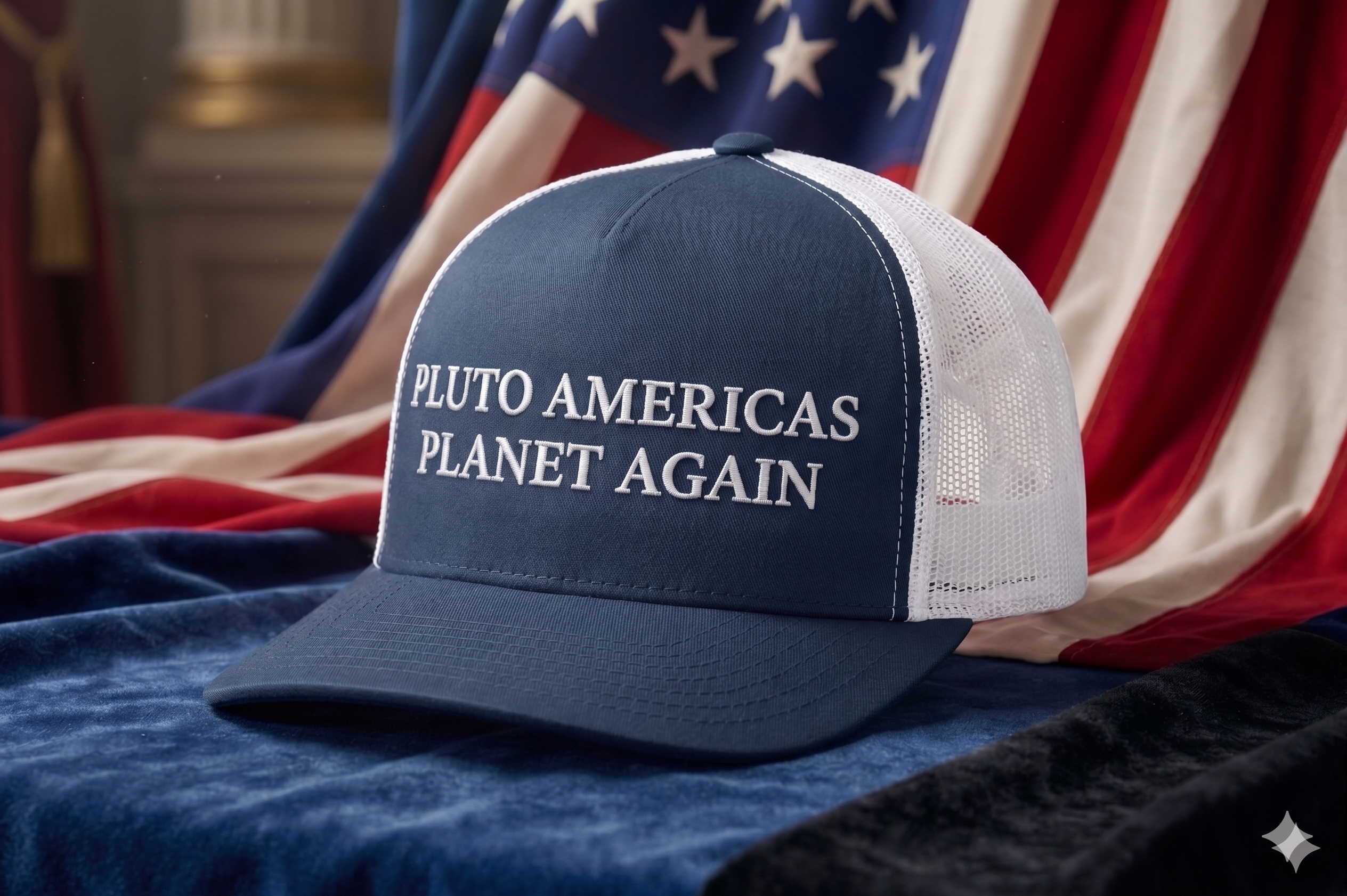 PLUTO AMERICAS PLANET AGAIN Trucker Cap